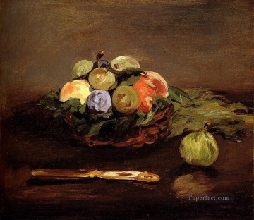 Still life Painting - Basket Of Fruit Impressionism Edouard Manet still lifes